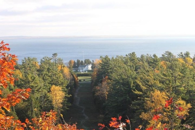 This one and the next two are from "someone" at the Chippewa Hotel (sure wish I knew who)!  This one had to be taken from Fort Holmes, looking straight down Rifle Range trail to Fort Mackinac.