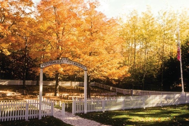 The Post Cemetery - wearing its Fall tapestry.  (Photo: Mackinac Island Tourism Bureau) 
